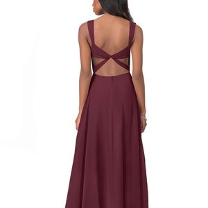 A-Line Pleated Chiffon Floor-Length Dress